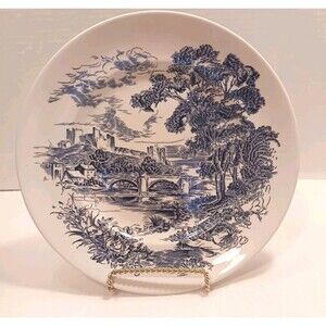 Vtg Enoch Wedgwood "Countryside" Blue & White 10" Dinner Plate - 1960